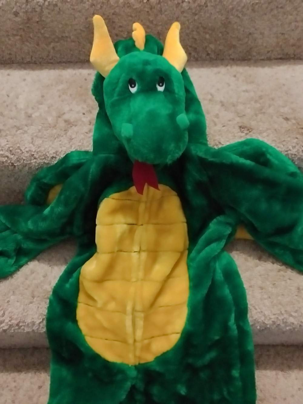 Green and Yellow Plush Dragon Costume For Kids